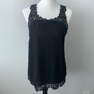 Brixon Ivy Arachna Black Lace Detail Sleeveless Blouse Sz M